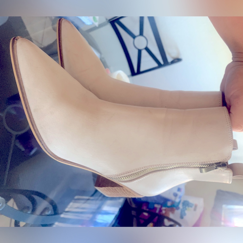 White heeled booties